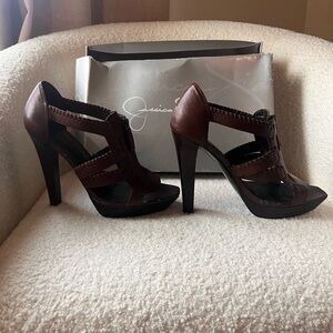 Jessica Simpson Brown Leather Platform Heels
